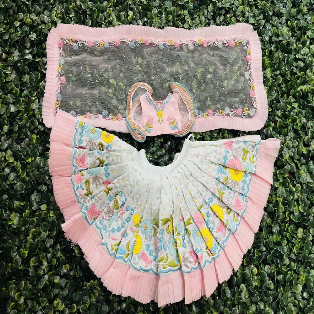 Pastel Shade Embroidery Dress for mata rani